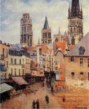 Camille Pissarro : Rue de l'Eppicerie, Rouen, Morning, Grey Weather